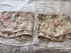PAIR WAVERLY~FOREVER YOURS~ANTIQUE FAIRFIELD FLORAL ROSE LINED VALANCE 76 X 17 - Picture 1 of 7
