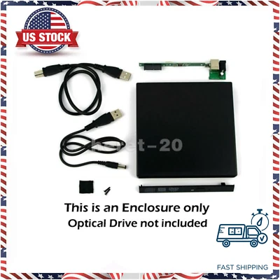 USB 2.0 Slim External Caddy Case Enclosure for 12.7mm SATA CD DVD Burner Drive - Image 1 of 4