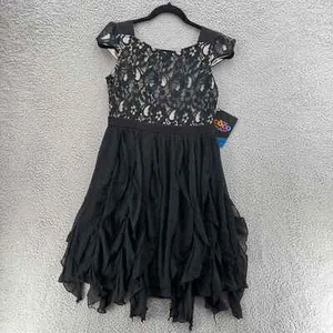D Signed COCO Dress Girls Large Black Vanilla Lace Bodice Ruffled Skirt Festival - Picture 1 of 12