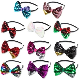 5" Wende Meerjungfrau Pailletten Schleife Alice Bänder Stirnbänder Bänder Mädchen Accessoires - Bild 1 von 14