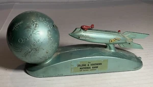 Vintage Strato 1950's Rocket Metal Mechanical Coin Bank, Cast Iron, WORKS - Picture 1 of 20