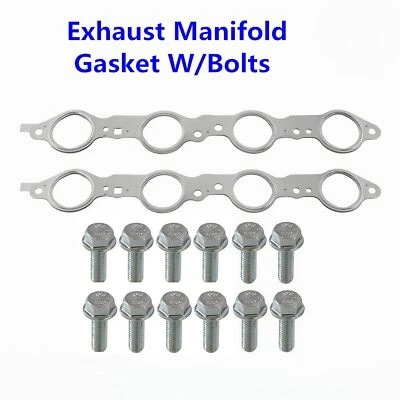 For LS1 4.8 5.3 5.7 6.0 6.2L LS MLS Exhaust Manifold Header Gasket Pair W/Bolts - Image 1 of 4