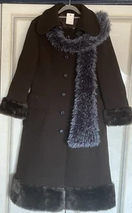Euro Chic/ Mantel mit pelz,Grosse kragen,Wool,Braun,Gr.40(44-46)Neu - Bild 1 von 11