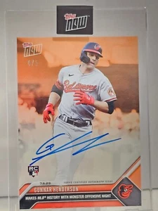 2023 Topps Now Gunnar Henderson 532 Rookie Auto Autograph Orange 4/5 - Picture 1 of 2
