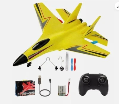 NEW! HW33 RC Plane 2.4G 2CH Remote Control Glider With LED Lights Airplane Toys - Image 1 of 2