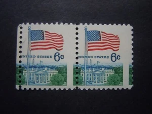 #1338a 6c Flag & Whitehouse Misperforated Coil Pair EFO MNH OG VF - Picture 1 of 1