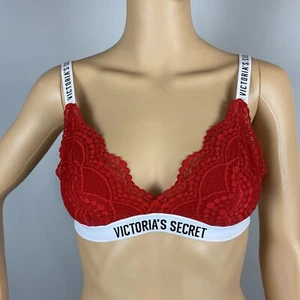 Victoria's Secret kleines rotes Spitzen-Bralette Spruch ohne Bügel oder Polsterung - Bild 1 von 5