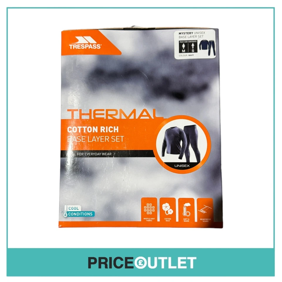 Trespass - Conjunto de Capa Base Rica de Algodón Térmico - Azul Marino - M/S Foto 1 de 2