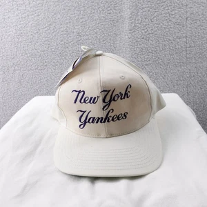 Vintage New York Yankees Baseball Cap Beige Embroidered Logo Adjustable Snapback - Picture 1 of 7