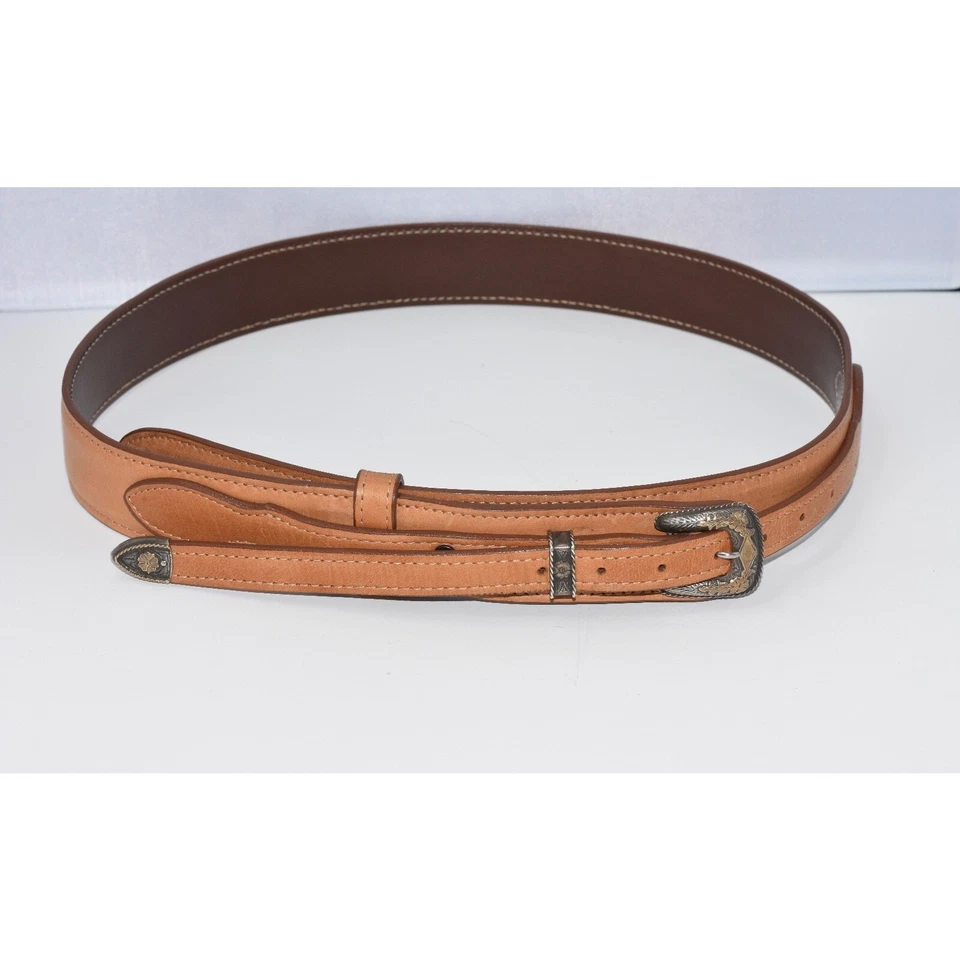 Cinturón de pistola de cuero Desperado con hebilla de plata de ley y oro de 10K Foto 1 de 4