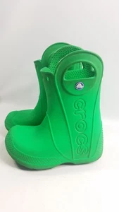 Stivali da pioggia Crocs Z7525 verde impermeabile manico misura C8 usati delicatamente - Foto 1 di 6