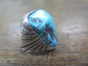 Mens Handmade Navajo CHUNKY TURQUOISE sterling silver .925 ring size 13.25 40.5g - Picture 1 of 14