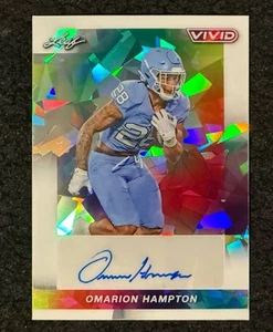 Omarion Hampton 2024 Leaf Vivid Auto White Prismatic SSP /6 - Picture 1 of 3