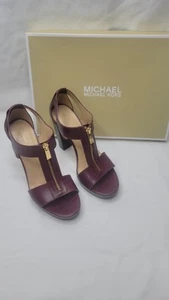 Michael Kors Berkley Block-Heel Sandals OXBLOOD Size 9.5 - Picture 1 of 8