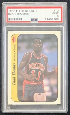 Pegatina Fleer 1986 Isiah Thomas PSA 9 pistones #10 set break Foto 1 de 2