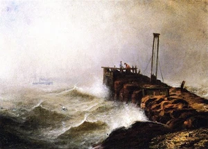 Henry Tanner Seascape Jetty 1879 17"x 22" Archiv Kunstdruck - Bild 1 von 1