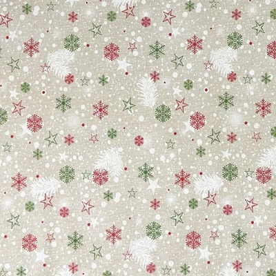 Jacquard Tischdecke beschichtete Baumwolle SPIRIT Weihnachten Sterne Schneeflock - Bild 1 von 4