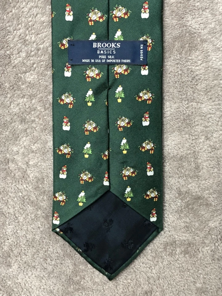 Corbata Brooks Brothers Basics Navidad Hombre 100% Seda Verde Multicolor Vacaciones Foto 1 de 4