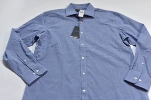Tommy Hilfiger Men's Dress Shirt Blue Check Size 16 32-33 - NWT - Picture 1 of 3