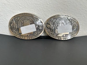 Houston Livestock Show Rodeo Belt Buckle Vintage 59th Anniversary 1991 2x NEW - Picture 1 of 9