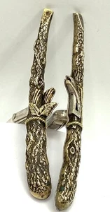 Vintage Sterling Silver / 925 Brutalist Wheat Sheaves & Sickle Cufflinks - Picture 1 of 8