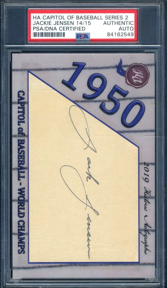 Jackie Jensen PSA DNA Coa Signed 15/15 2019 Historic Autograph 3x5 Autograph - Image 1 of 1