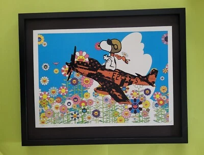 🔥Death NYC Grande Enmarcado 16x20 pulgadas Certificado Artístico SNOOPY PILOT MURAKAMI #3$ Foto 1 de 4