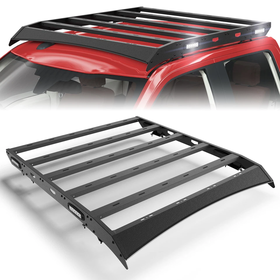 Off-Road Steel Roof Rack Luggage Carrier W/LED Lights For 2009-2014 Ford F150 - Изображение 1 из 4