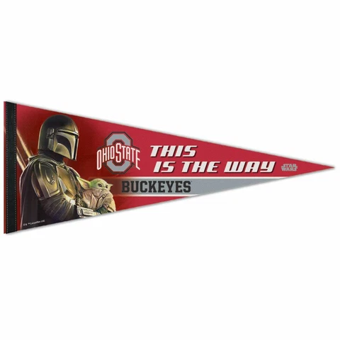 OHIO STATE BUCKEYES BABY YODA MANDALORIAN ROLL UP FELT PENNANT 12"x30" WINCRAFT Cover