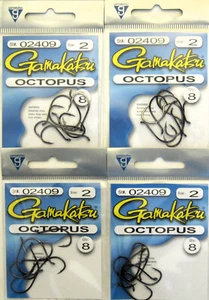 Vier (4) Packungen Gamakatsu Octopus Fischhaken 02409 Größe 2, 8/Pack, 32 Haken insgesamt - Bild 1 von 1