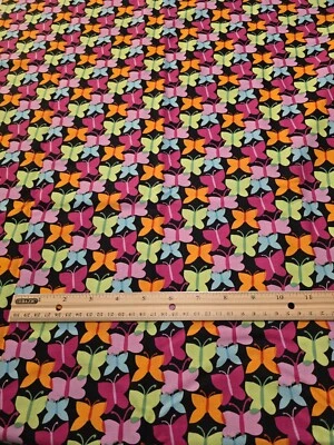 New, Unwashed Flutterfly By Michael Miller Fabrics Black Background Mult. Yds. — 第 1/4 张图片