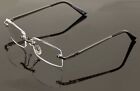 Męskie metalowe bezramkowe diamentowe cięcie antyniebieskie blokujące okulary do czytania UV - przezroczysta soczewka 