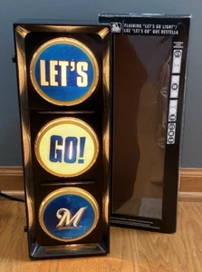 MLB Let's Go Milwaukee Brewers Baseball Flashing Stop Light Sign Tested - Picture 1 of 14