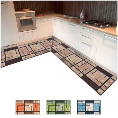 ARREDIAMO INSIEME S.R.L. Tappeto Casa Cucina Angolare Bordato Su Misura Antiscivolo Moderno Marmorizzato