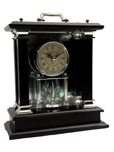 Wallace Silversmith Carriage Wood Mantle Quartz Clock Mahogany Battery Box - Picture 1 of 14