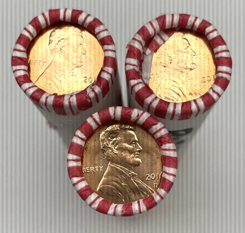 27x 2016-D LINCOLN PENNY ROLLS  FREE SHIPPING NF STRING ROLLS BU CONDITION Cover