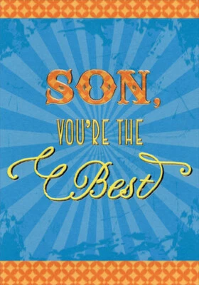 Tarjeta de cumpleaños para hijo You're The Best Blue Bursts and Orange Trim Foto 1 de 2