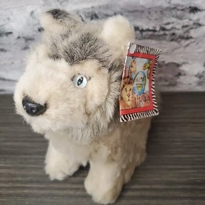 EUC - Plush Stuffed 9" Wolf with Crystal Blue Eyes Collectible Wildlife Animal - Picture 1 of 10