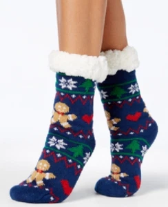 NEW Charter Club Women s Printed Fleece & Grippers Slipper Socks - Picture 1 of 10