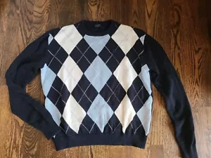 Brandy Melville John Galt Blue & White Argyle Crewneck Sweater PLEASE READ - Picture 1 of 7