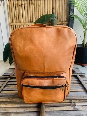 Premium Leather Goat Bag Backpack Rucksack Vintage Messenger Real Laptop - Image 1 of 4