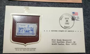 1937 stamp United States Military Acad MNH Stamp & 1982 Cover with info card   - Picture 1 of 5