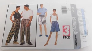 Vintage  Butterick Cut Pattern 3515 Lounge Pants or Shorts Unisex Size XS, S, M - Imagen 1 de 2
