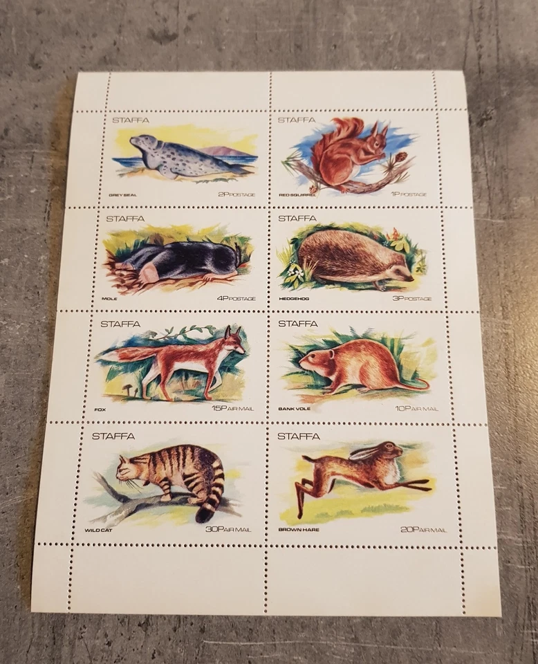 STAFFA FOX&WILD CAT&GREY SEAL&RED SQUIRREL&BANK VOLE &BROWN HARE SHEET MNH - Image 1 of 1
