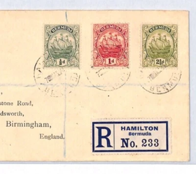 BERMUDA *W.T.Wilson* Cover 1924 Hamilton Registered KGV SHIPS {samwells}YJ134 - Image 1 of 4