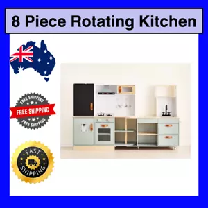 8 Piece Wooden Rotating Kitchen Indoor Toy Battery Powered Lights Sound Activity - Picture 1 of 11