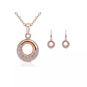 Collar de oro rosa Charles William conjunto de joyas a juego dimisión rápida - Imagen 1 de 3