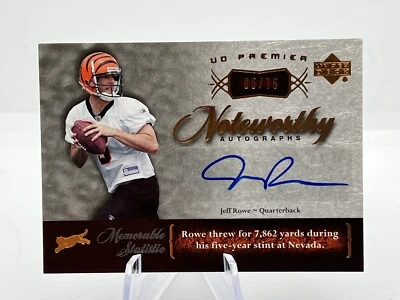 2007 UD Premier Noteworthy Auto Bronze /75 Jeff Rowe #N-JR Rookie Auto RC - Image 1 of 2