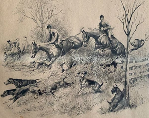 R. H. Paleuske "Look I’ve Got Him" signierte gerahmte Radierung Jagd zu Pferd - Bild 1 von 22