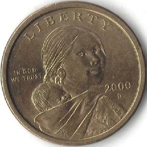 2000-D, NATIVE AMERICAN DOLLAR, Sacagawea (U.S. MÜNZE, GELD, SAMMLERSTÜCK) aa - Bild 1 von 2
